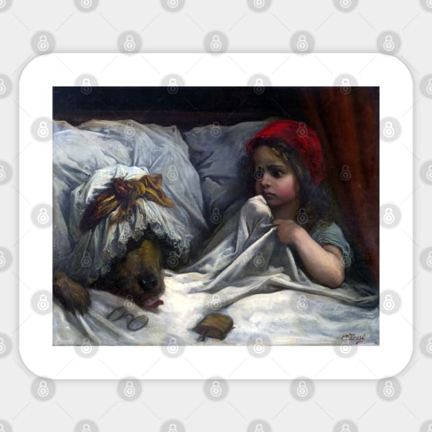 Little Red Riding Hood - Gustave Dore Sticker by forgottenbeauty